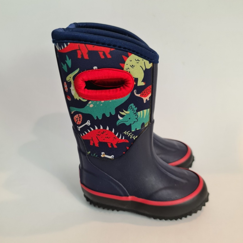 Lone Cone Dinosaur Print Kids Mud Boots Waterproof Toddler Size 4T Navy‎ Blue